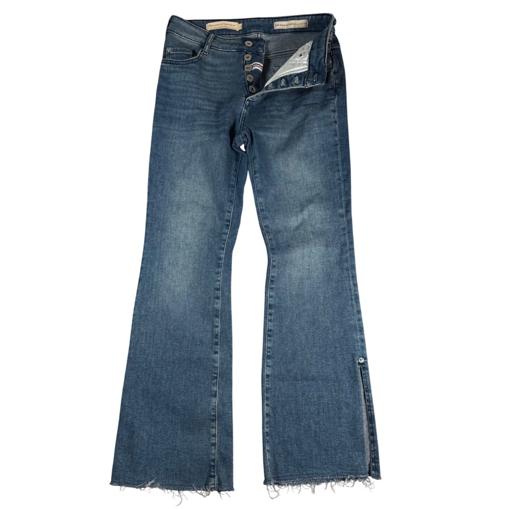 Pilcro High-Rise Bootcut Jeans Women 28 Petite Blue Raw Hem Button Fly Western